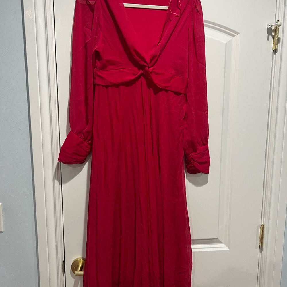 Zara Vibrant Pink V-Neck Dress